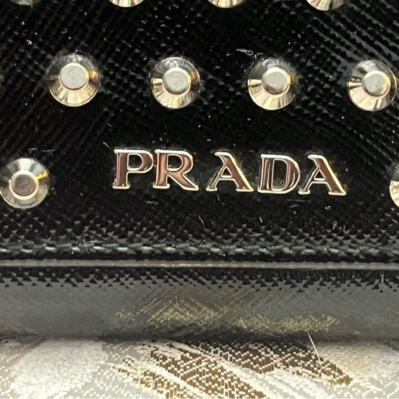 ‼️SOLD‼️PRADA Long Wallet Black Saffiano Leather studded Limited Edition - Picture 2 of 15